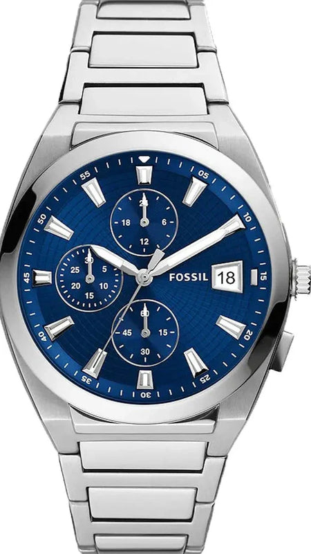Buy Shop Fossil Everett Chronograph Blue Dial Silver Steel Strap Watch for Men - FS5795 USA Online