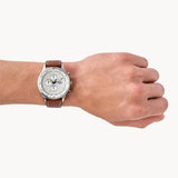 Buy Shop Fossil Retro Pilot Chronograph Silver Dial Brown Leather Strap Watch for Men - FS5809 USA Online