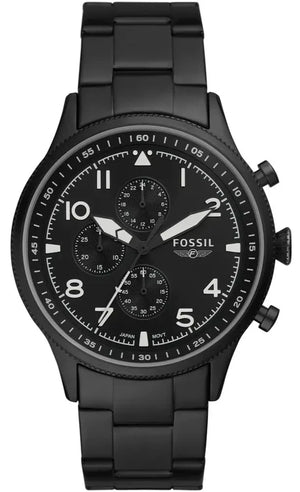 Buy Shop Fossil Pilot Chronograph Black Dial Black Steel Strap Watch for Men - FS5811 USA Online