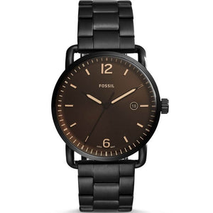Buy Shop Fossil The Commuter Brown Dial Black Steel Strap Watch for Men - FS5277 USA Online