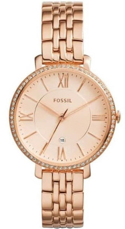 Buy Shop Fossil Jacqueline Rose Gold Dial Rose Gold Steel Strap Watch for Women - ES3632 USA Online