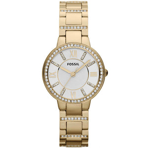Buy Shop Fossil Virginia White Dial Gold Steel Strap Watch for Women - ES3283 USA Online