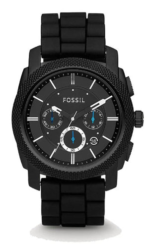 Buy Shop Fossil Machine Chronograph Black Dial Black Silicone Strap Watch for Men - FS4487 USA Online