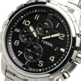 Buy Shop Fossil Dean Chronograph Black Dial Silver Steel Strap Watch for Men - FS4542 USA Online