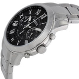 Buy Shop Fossil Grant Chronograph Black Dial Silver Steel Strap Watch for Men - FS4736 USA Online