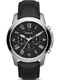 Buy Shop Fossil Grant Chronograph Black Dial Black Leather Strap Watch for Men - FS4812 USA Online