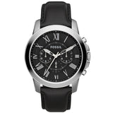 Buy Shop Fossil Grant Chronograph Black Dial Black Leather Strap Watch for Men - FS4812 USA Online