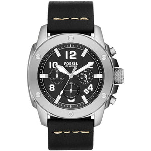 Buy Shop Fossil Modern Machine Chronograph Black Dial Black Leather Strap Watch for Men - FS4928 USA Online