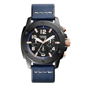 Buy Shop Fossil Modern Machine Chronograph Black Dial Blue Leather Strap Watch for Men - FS5066 USA Online