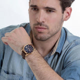 Buy Shop Fossil Grant Chronograph Blue Dial Brown Leather Strap Watch for Men - FS5068 USA Online