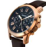 Buy Shop Fossil Grant Chronograph Blue Dial Brown Leather Strap Watch for Men - FS5068 USA Online