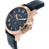 Buy Shop Fossil Grant Chronograph Grey Dial Black Leather Strap Watch for Men - FS5085 USA Online