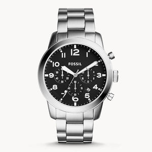 Buy Shop Fossil Pilot Chronograph Black Dial Silver Steel Strap Watch for Men - FS5141 USA Online