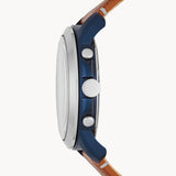 Buy Shop Fossil Grant Chronograph Blue Dial Brown Leather Strap Watch for Men - FS5151 USA Online