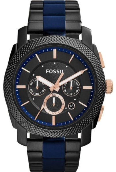 Buy Shop Fossil Machine Chronograph Black Dial Two Tone Steel Strap Watch for Men - FS5164 USA Online