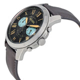 Buy Shop Fossil Grant Chronograph Gunmetal Grey Dial Grey Leather Strap Watch for Men - FS5183 USA Online