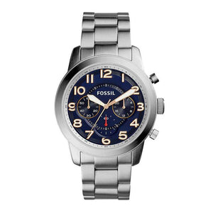 Buy Shop Fossil Pilot 54 Chronograph Navy Blue Dial Silver Steel Strap Watch for Men - FS5203 USA Online