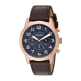 Buy Shop Fossil Pilot 54 Chronograph Blue Dial Brown Leather Strap Watch for Men - FS5204 USA Online
