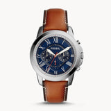 Buy Shop Fossil Grant Chronograph Blue Dial Brown Leather Strap Watch for Men - FS5210 USA Online
