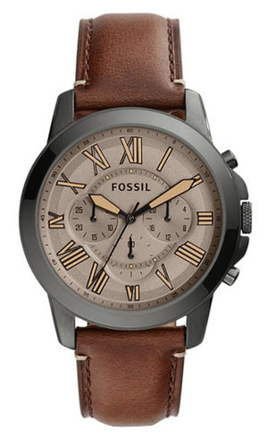 Buy Shop Fossil Grant Chronograph Brown Dial Brown Leather Strap Watch for Men - FS5214 USA Online