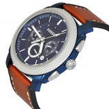 Buy Shop Fossil Machine Chronograph Blue Dial Brown Leather Strap Watch for Men - FS5232 USA Online