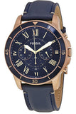 Buy Shop Fossil Grant Sport Chronograph Blue Dial Blue Leather Strap Watch for Men - FS5237 USA Online