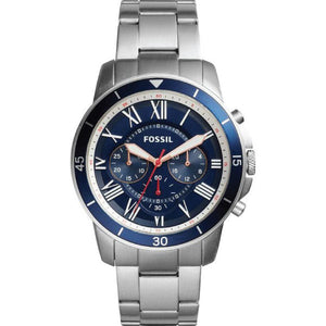 Buy Shop Fossil Grant Sport Chronograph Blue Dial Silver Steel Strap Watch for Men - FS5238 USA Online