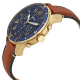 Buy Shop Fossil Grant Sport Chronograph Blue Dial Brown Leather Strap Watch for Men - FS5268 USA Online