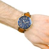 Buy Shop Fossil Grant Sport Chronograph Blue Dial Brown Leather Strap Watch for Men - FS5268 USA Online