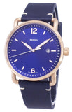 Buy Shop Fossil The Commuter Blue Dial Blue Leather Strap Watch for Men - FS5274 USA Online
