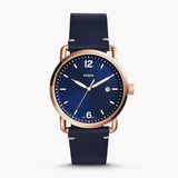 Buy Shop Fossil The Commuter Blue Dial Blue Leather Strap Watch for Men - FS5274 USA Online