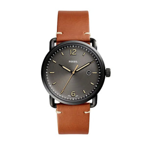 Buy Shop Fossil Commuter Three Hand Date Black Dial Brown Leather Strap Watch for Men - FS5276 USA Online
