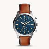 Buy Shop Fossil Townsman Chronograph Blue Dial Brown Leather Strap Watch for Men - FS5279 USA Online