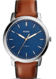 Buy Shop Fossil Minimalist Blue Dial Brown Leather Strap Watch for Men - FS5304 USA Online