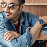 Buy Shop Fossil Minimalist Blue Dial Brown Leather Strap Watch for Men - FS5304 USA Online