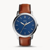 Buy Shop Fossil Minimalist Blue Dial Brown Leather Strap Watch for Men - FS5304 USA Online