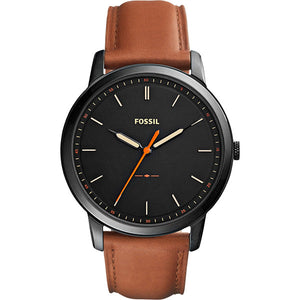 Buy Shop Fossil The Minimalist Black Dial Brown Leather Strap Watch for Men - FS5305 USA Online