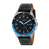 Buy Shop Fossil Sport 54 Day Date Black Dial Black Leather Strap Watch for Men - FS5321 USA Online
