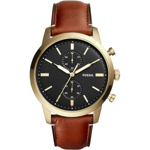 Buy Shop Fossil Townsman Chronograph Black Dial Brown Leather Strap Watch for Men - FS5338 USA Online