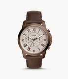 Buy Shop Fossil Grant Chronograph White Dial Brown Leather Strap Watch for Men - FS5344 USA Online