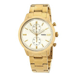 Fossil Townsman Chronograph White Dial Gold Steel Strap Watch for Men - FS5348