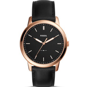 Buy Shop Fossil The Minimalist Black Dial Black Leather Strap Watch for Men - FS5376 USA Online