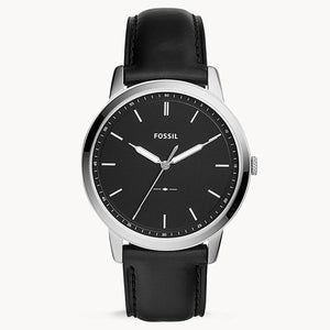Buy Shop Fossil The Minimalist Three Hand Black Dial Black Leather Strap Watch for Men - FS5398 USA Online