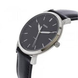 Buy Shop Fossil The Minimalist Three Hand Black Dial Black Leather Strap Watch for Men - FS5398 USA Online