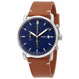 Buy Shop Fossil The Commuter Blue Dial Brown Leather Strap Watch for Men - FS5401 USA Online