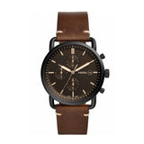Buy Shop Fossil Commuter Chronograph Black Dial Brown Leather Strap Watch for Men - FS5403 USA Online