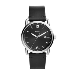 Buy Shop Fossil The Commuter Black Dial Black Leather Strap Watch for Men - FS5406 USA Online