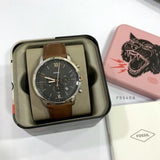 Buy Shop Fossil Neutra Chronograph Black Dial Brown Leather Strap Watch for Men - FS5408 USA Online