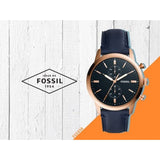 Fossil Townsman Chronograph Blue Dial Blue Leather Strap Watch for Men - FS5436