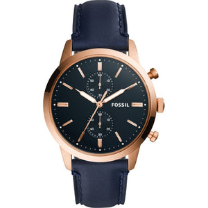 Buy Shop Fossil Townsman Chronograph Blue Dial Blue Leather Strap Watch for Men - FS5436 USA Online